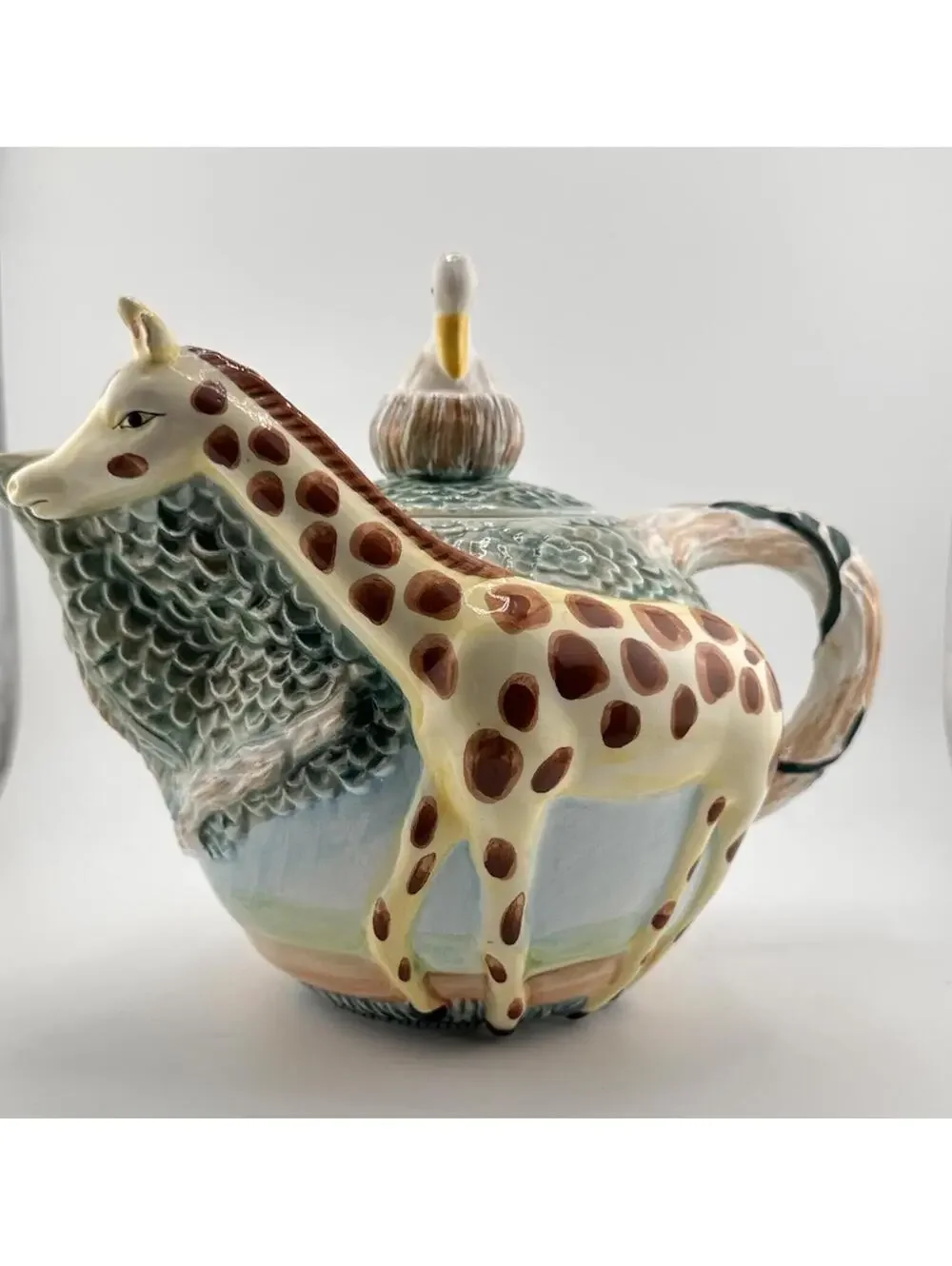 Jungle Free Giraffe- Seagull Hand Painted Full Size Teapot